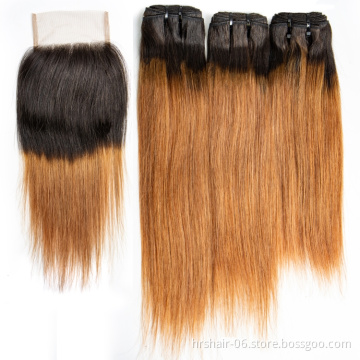 10A Woman Hair Extension Mink Cuticle Aligned Raw Brazilian Virgin Straight Human hair Bundles with Frontal Closure